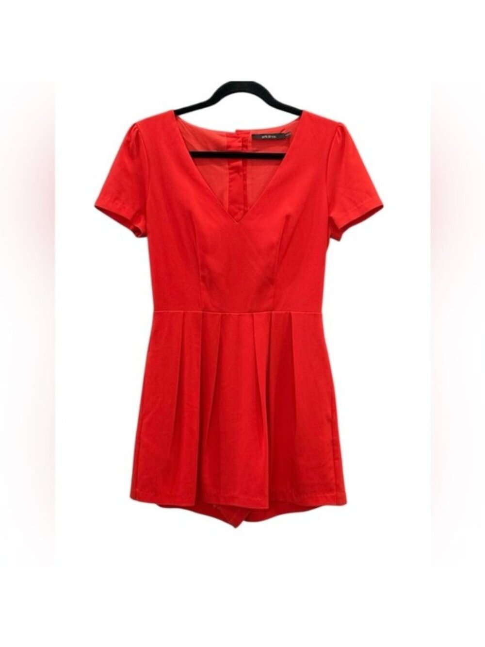 Ark & Co. Womens orange Short Sleeve V-Neck Romper With Back Cutout & pockets S